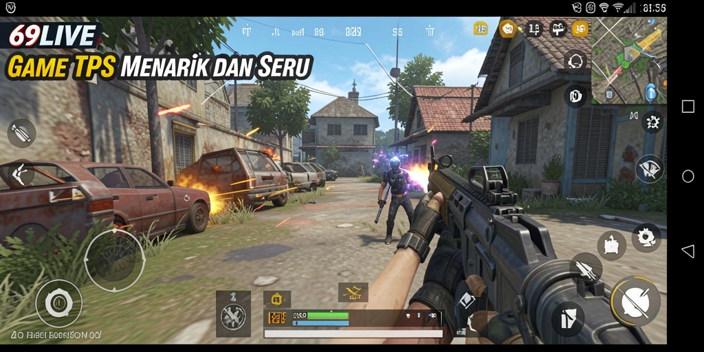 Screenshot gameplay mendebarkan dari 69LIVE dengan aksi TPS intens.