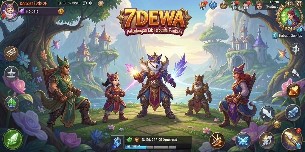 Tampilkan gameplay menarik dari 7DEWA saat menjelajahi dunia petualangan.