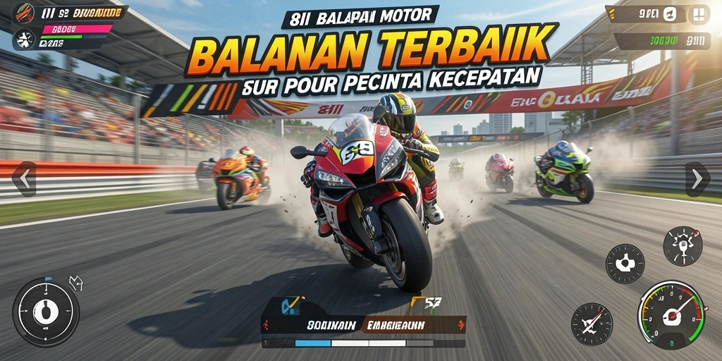 Gameplay mendebarkan dengan balapan sepeda motor di trek menantang.