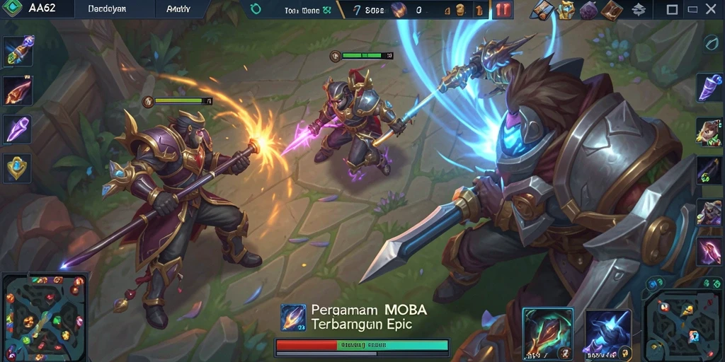Screenshot gameplay AA62 yang menunjukkan pertarungan seru antar tim.