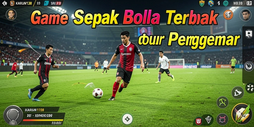 Screenshot gameplay KARUN138 menampilkan aksi sepak bola yang mendebarkan.