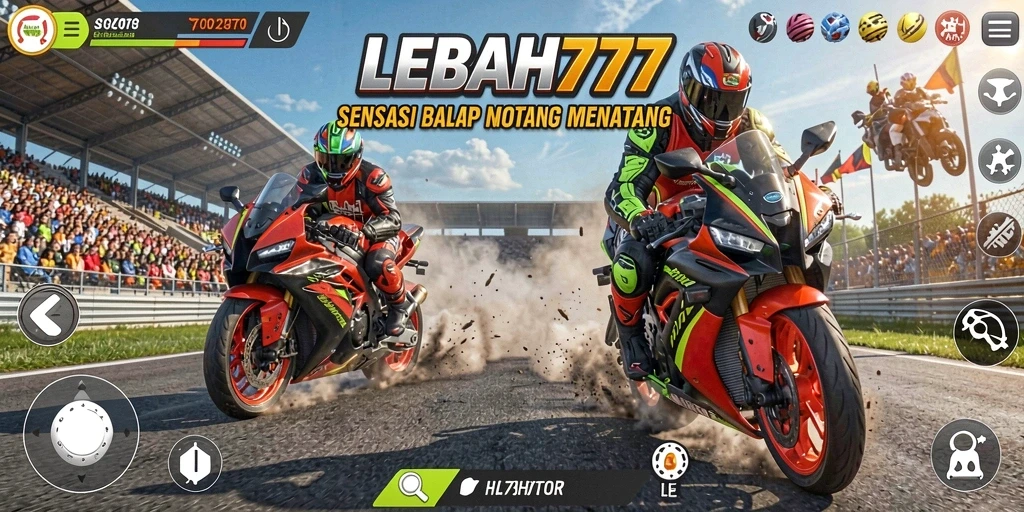 Gameplay balap motor yang seru dan mendebarkan di LEBAH777.