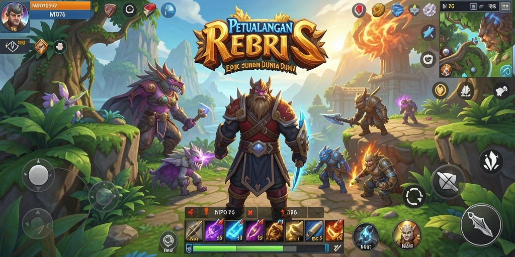 Tampilan gameplay MPO76 dengan pertarungan seru di dunia RPG.