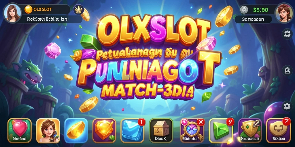 Tampilan gameplay seru OLXSLOT dengan aksi Match-3 yang menarik.