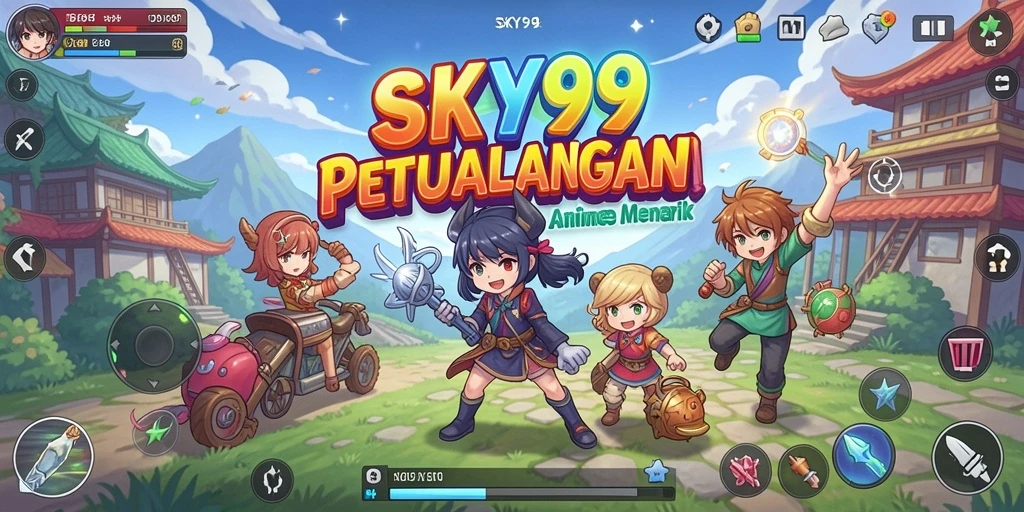 Tangkapan layar utama SKY99 menampilkan karakter anime dalam aksi pertarungan yang menegangkan.