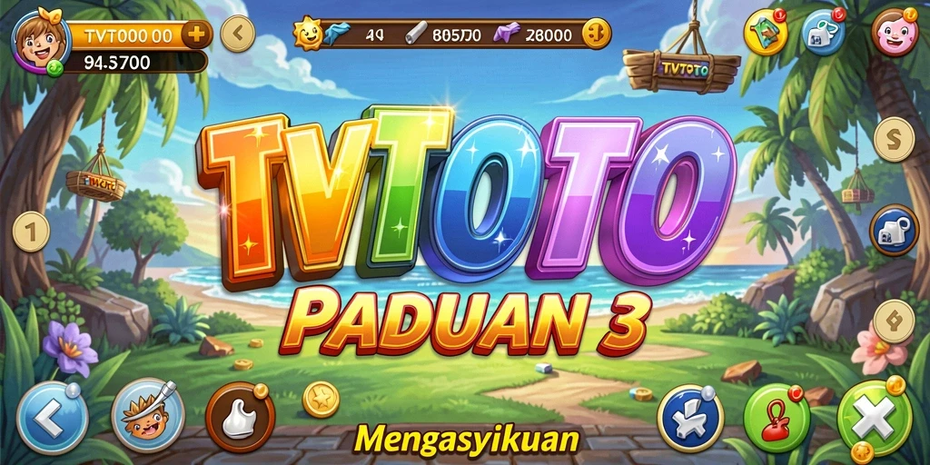 Screenshot gameplay TVTOTO menunjukkan penggabungan permata yang dinamis dan menarik.