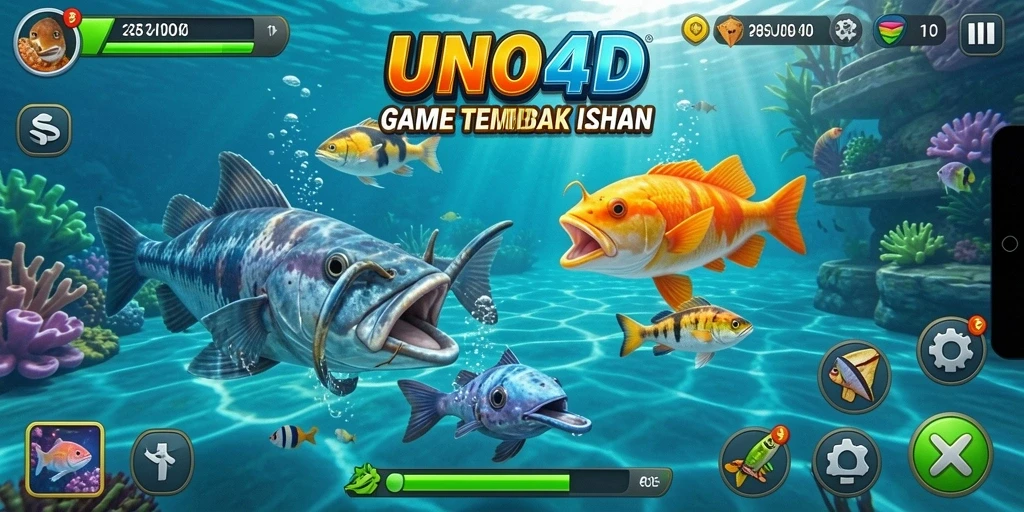 Screenshot gameplay Tembak Ikan di UNO4D yang seru dan mengasyikan.