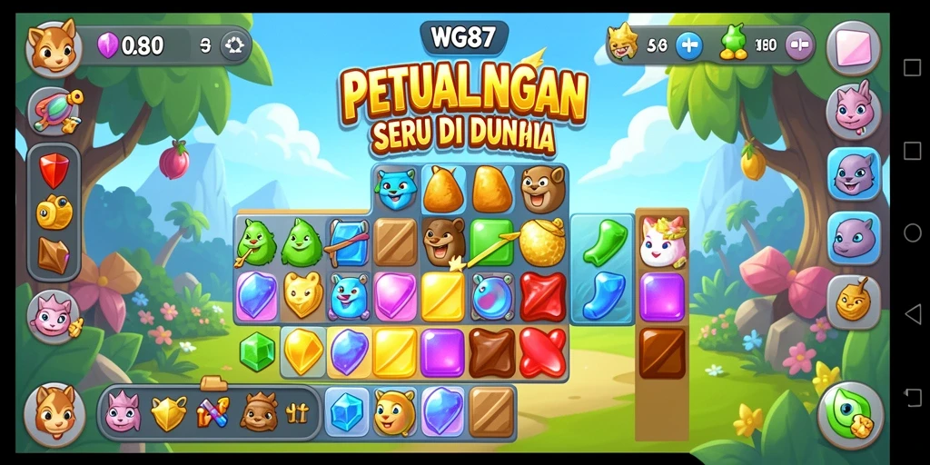 Screenshot gameplay <strong>WG87</strong> menampilkan aksi seru dalam mencocokkan permata.