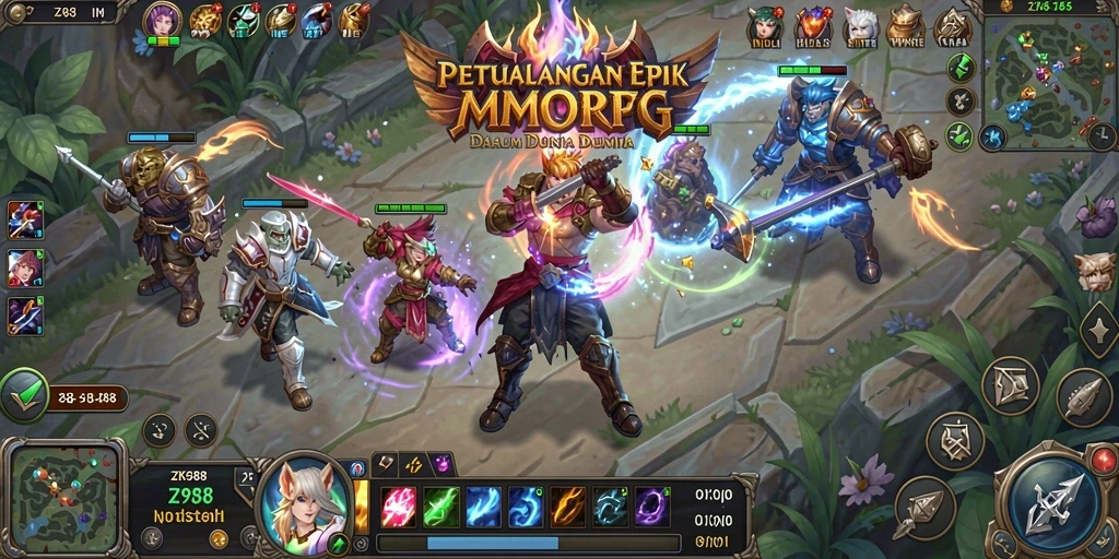 Tampilan menarik gameplay ZK988 dalam dunia MMORPG yang luas.